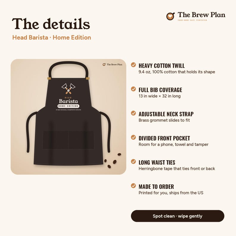 Home Barista Gift, Head Barista Home Edition Apron, Espresso Lover Kitchen Apron, Coffee Gift for Dad or Mom image 3