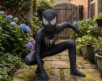 Costume da supereroe per bambini / Tuta intera in bianco e nero per cosplay e feste a tema / Regalo per lui / Regalo di Natale / Regalo di compleanno