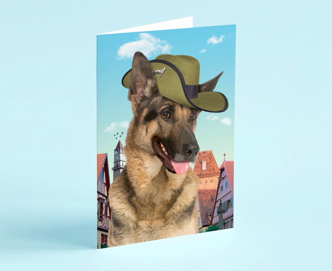 Scheda di pastore tedesco cane vuoto saluto divertente con il