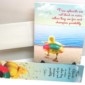 Cadeau carte inspiration ensemble, drôle de petit canard & marque-page : True optimistes