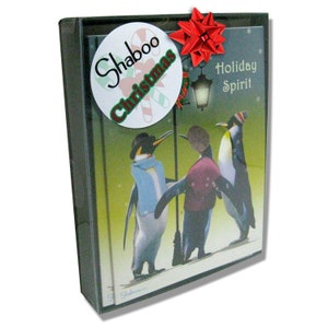 Cartes de vœux de Noël en boîte avec des pingouins chanteurs