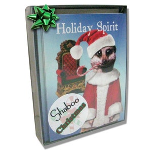 Cartes de vacances de Noel en boîte avec Santa Meerkat