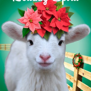 Carte de Noel de vacances d'agneau de chéri avec Poinsettia