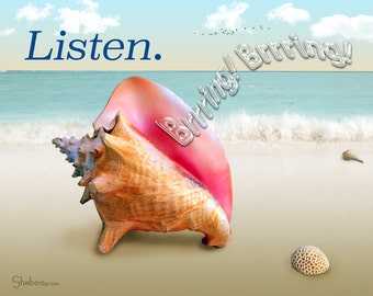 Conch Shell Sandy Beach Inspirational Card