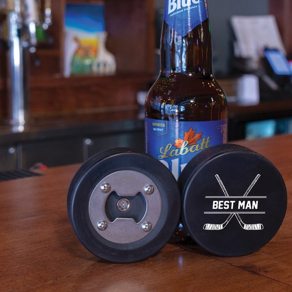 Hockey Puck Bottle Opener, Asking Groomsmen, Hockey Groomsmen Gift, Groomsman Proposal, Batsman Bottle Opener, Hockey Wedding, Gifts For Men