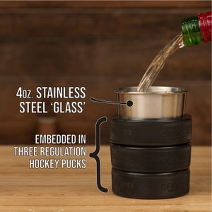 Hockey Puck Tumbler, Puck Glass Tumbler, Hockey Gifts For Men, Barware Gift, Steel Hockey Puck Rocks Glass, Sports Gift For Him, Octoberfest