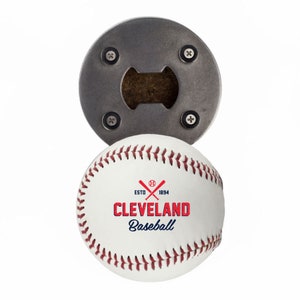 Cleveland | Otwieracz do butelek wykonany z prawdziwej piłki baseballowej | Cleveland Baseball | Prezenty z Cleveland