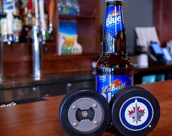 Winnipeg Jets Flaschenöffner, Hockey Puck Flaschenöffner, Jets Bieröffner, Magnet Flaschenöffner, Hockey Bar Schlüssel, Vatertagsgeschenk, bester Vater