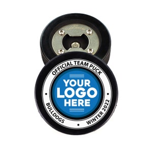 Official Team Puck | Hockey Beer Gift | Bottle Opener made from a REAL Hockey Puck | Coach Gift | Your Logo Here