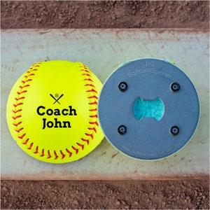 Softball Coach Gift For Men, Softball Gifts, Leather Softball Bottle Opener, Coach Gifts Softball, Beer Bottle Opener, Sport Gifts For Men