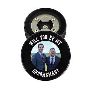 Groomsmen Proposal, Best Man Bottle Opener, Officiant Proposal Hockey Puck, Groomsman Gifts, Will You Be My Groomsman, Hockey Asking Usher