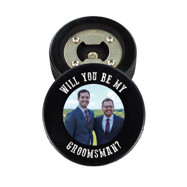 Groomsmen Proposal, Best Man Bottle Opener, Officiant Proposal Hockey Puck, Groomsman Gifts, Will You Be My Groomsman, Hockey Asking Usher