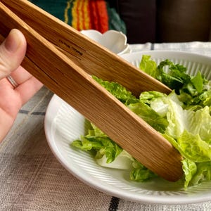 White Oak Wooden Salad Tongs, Salad Servers, Wooden Tongs, Kitchen Tongs, Kitchen Utensil, Wedding Gift, Housewarming Gift