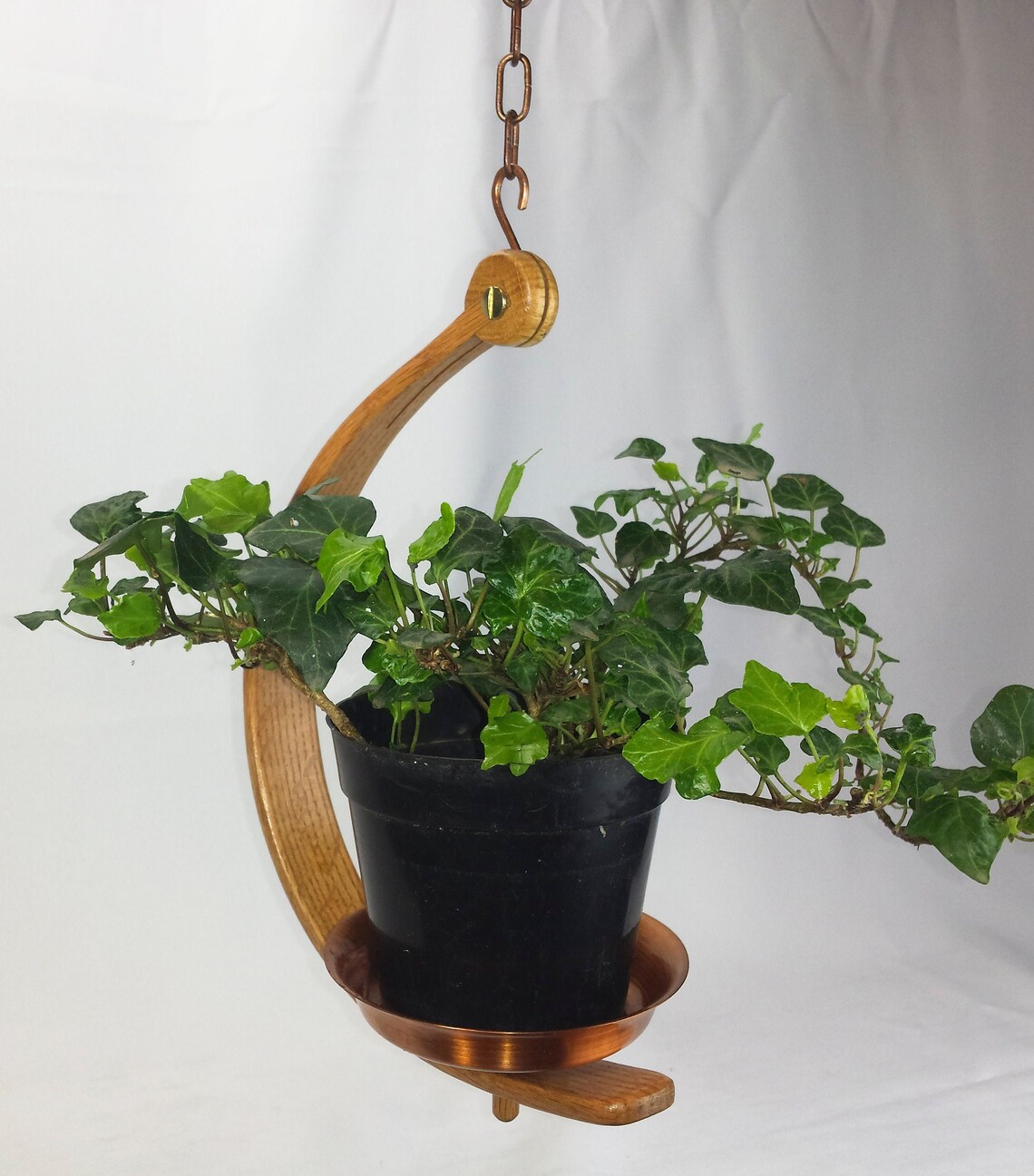 Adjustable Wooden and Copper Plant Hanger Bentwood Indoor Etsy