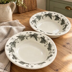 Rare Wedgwood Napoleon Ivy Grey Oval Serving Bowls – Monochrome Transferware Set of 2