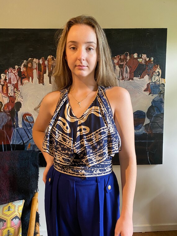 Acid Smiley Face 1930s Halter Top