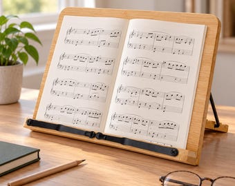 Portable Adjustable Bamboo Book Stand, Foldable Cookbook & Textbook Holder, Desk Reading Tray 28*20cm/11*7.9"