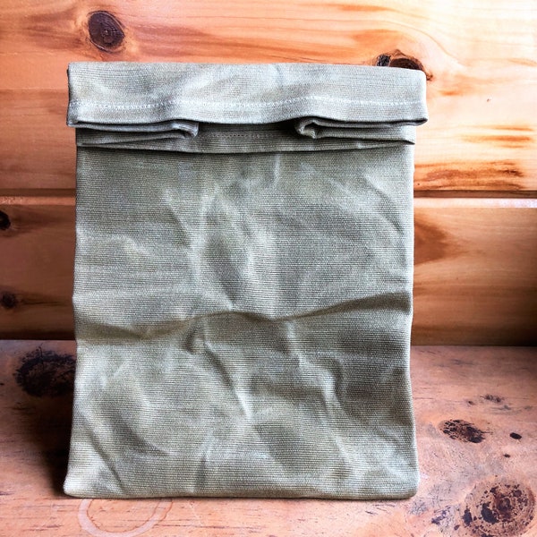 Reusable Brown Bag, Waxed Canvas Lunch Bag, Eco Friendly Lunch Bag, Beeswax Canvas Lunch Bag,