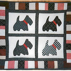 Dog Quilt Pattern, Scottie Dog Quilt, Easy Sewing Pattern, Pattern Download, Baby Quilt Pattern, Sewing Patterns, Dog Applique