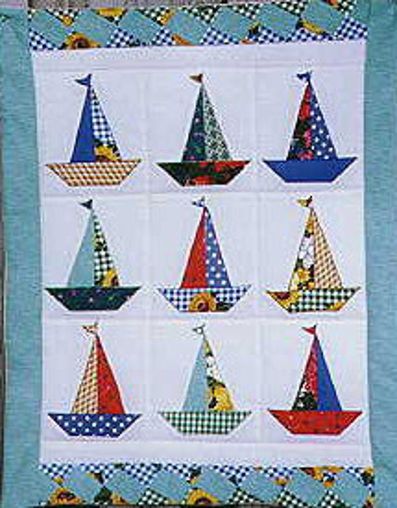 Sailboat Quilt Pattern, Sailboat Quilt, Sailboat Quilt Blocks, Quilt Sewing Pattern, Easy Quilt Pattern, Easy Sewing PatternDownload image 1