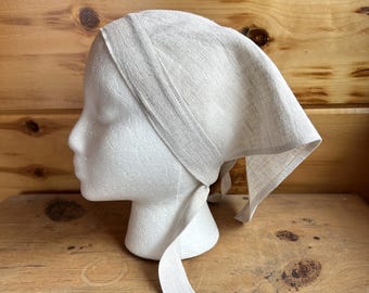 Linen Bandana Headscarf: Neutral Boho Hair Covering