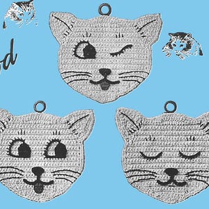 Vintage Crochet Potholder Patterns: Cat, Dog, Owl, Butterfly, Chicken (PDF Download)