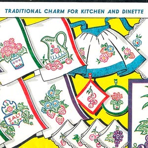 Fruit en bloem keukenborduurontwerpen, keukenborduurontwerpen, transfers, transfers, theedoek- en schorttransfers, traditionele charme pdf