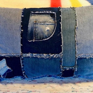Denim Dog Bed, Dog Bed, Dog Bed Cover, Pet Bed, Dog Pillow, Recycled Denim Dog Bed Cover, Washable Dog Bed Cover