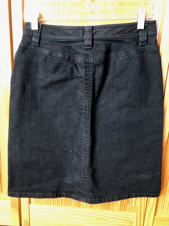 Vintage Black Denim Skirt, Black Denim Skirt, Siz… - image 2