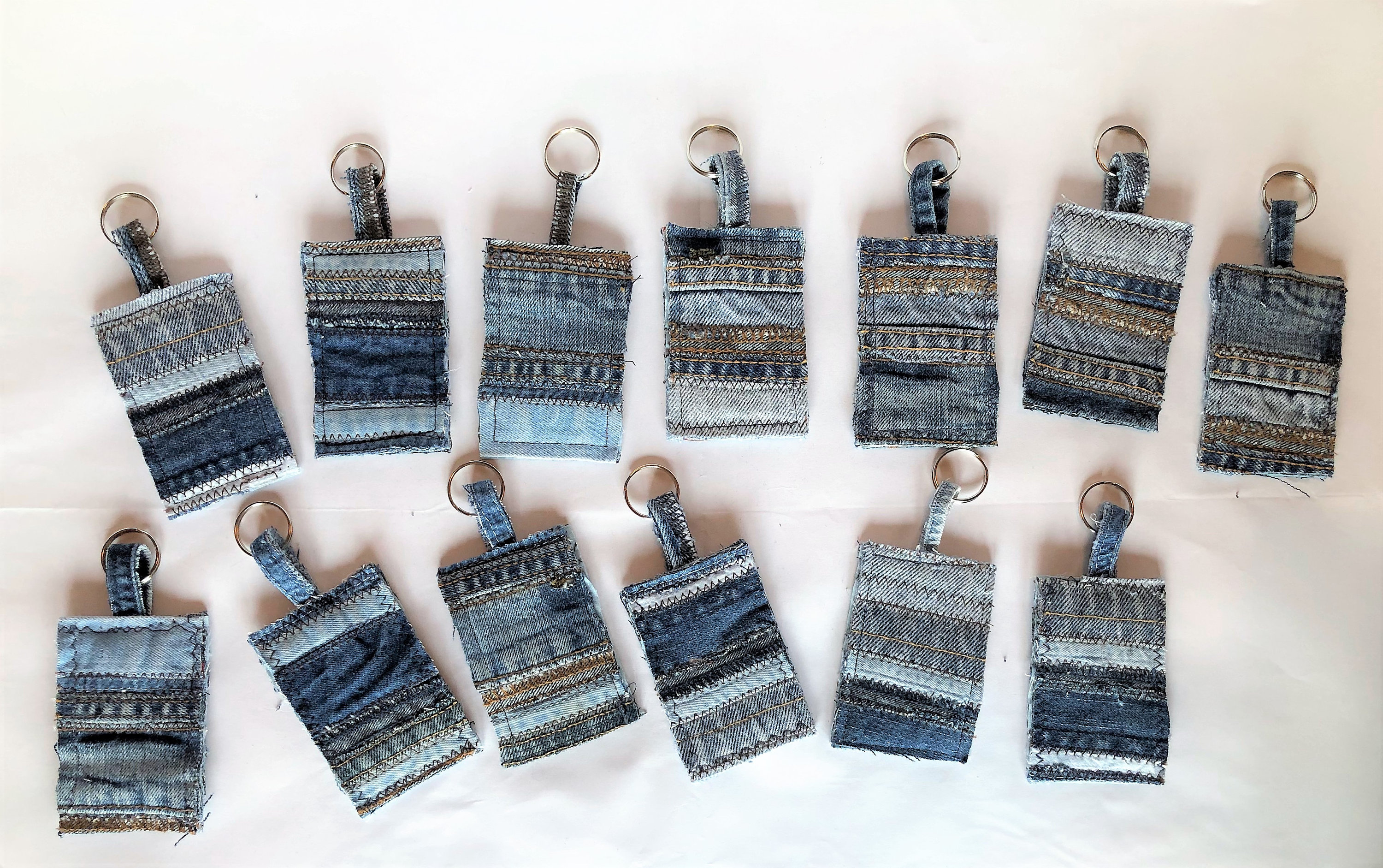 Recylced Denim Keychain, Denim Keychain, Denim Key Chain