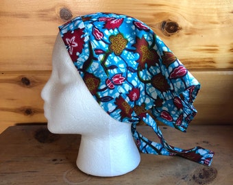 New for Spring! Adult Headscarf, Batik Triangle Headscarf, Summer Hair Covering, Cotton Bandana, Chemo Headscarf, Batik Floral Headscarf