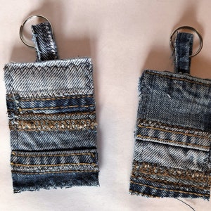 Recylced Denim Keychain, Denim Keychain,  Denim Key Chain, Key ring, Denim Key Fob,  Denim Key ring, Denim Stitched Key Fob, Key Holder
