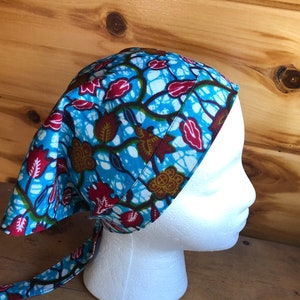New for Spring Adult Headscarf, Batik Triangle Headscarf, Summer Hair Covering, Cotton Bandana, Chemo Headscarf, Batik Floral Headscarf image 5