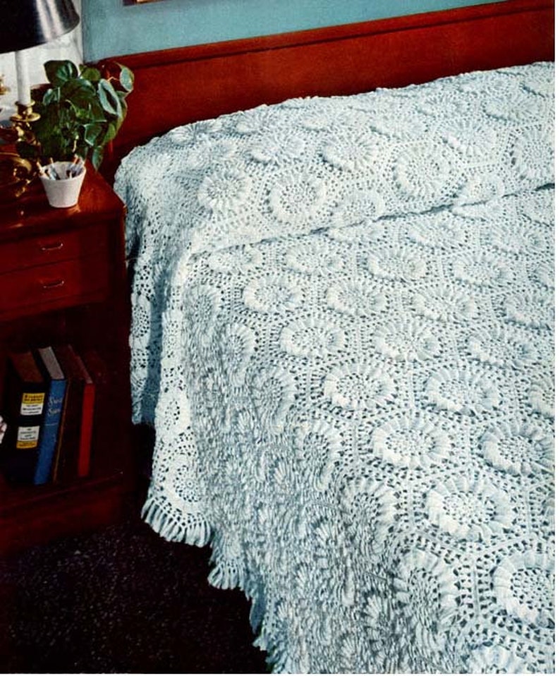 Vintage Crochet Pattern Lace Bedspread Home Decor Crochet Etsy