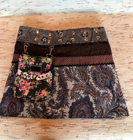 Reversible Button Wrap Skirt, Reversible Mini Skir