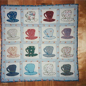 Teacup Wall Quilt Pattern: Applique Sewing Project (PDF Download)