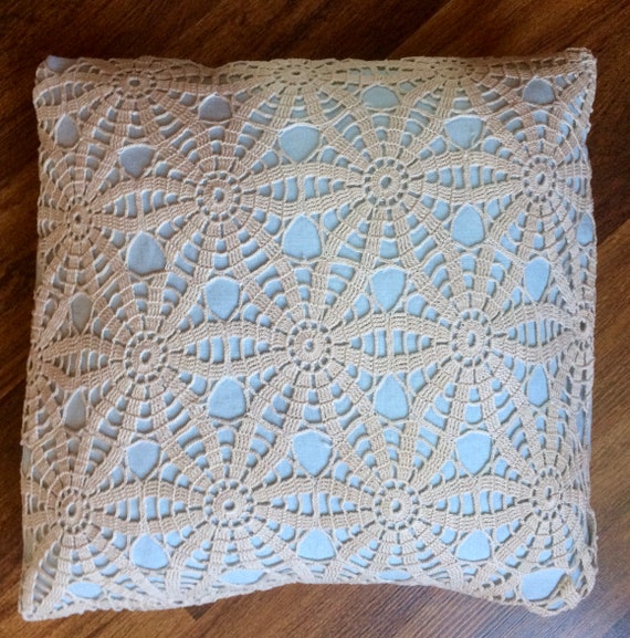 Linen Lace Pillow Cover Shabby Chic Pillow Cover Crochet Etsy