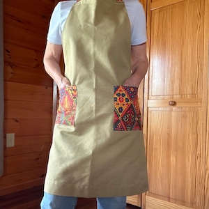 Canvas Apron, Tie Back  Apron, Pinafore Apron, Canvas Work Apron, Household Apron, Canvas Garden Apron, Farmhouse Apron, Cotton Canvas Apron