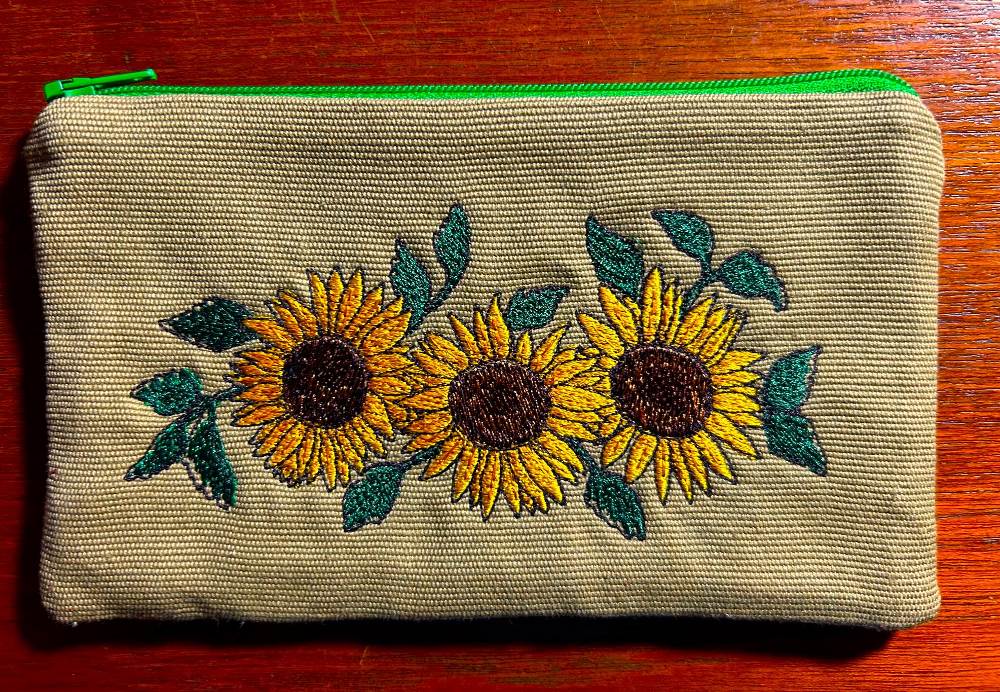 Sunflowers Zipper Pouch, Sunflowers Zipper Bag, Sunflowers zippered Bag, Zippered Canvas Bag