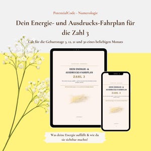 Energie & Ausdrucks-Fahrplan für Geburtstage 3, 12, 21, 30 | Potenzialcode Zahl 3 E-Book | Numerologie Workbook PDF