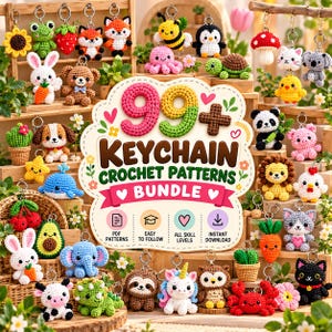 99+ Crochet Keychain Patterns, Mini Amigurumi Animals, Cute Crochet Charms, Small Crochet Projects, PDF Pattern Collection