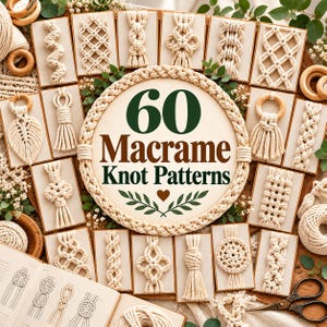 Macrame Knots PDF Guide | 60 Knot Patterns for Beginners, DIY Fiber Art Tutorials, Plant Hanger & Wall Hanging Designs