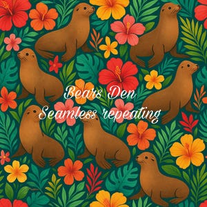 Tropical Sea Lions Seal animal digital seamless design download