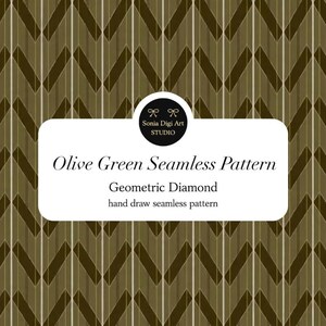 Papel digital con estampado sin costuras en verde oliva y diseño geométrico de rombos (descarga digital)