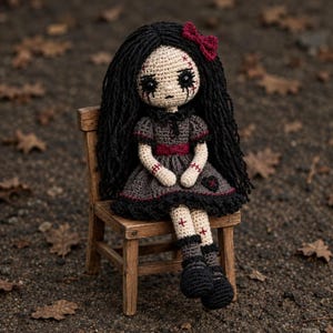 Gotiskt sydd docka-virkmönster PDF, Halloween Amigurumi (digital nedladdning)
