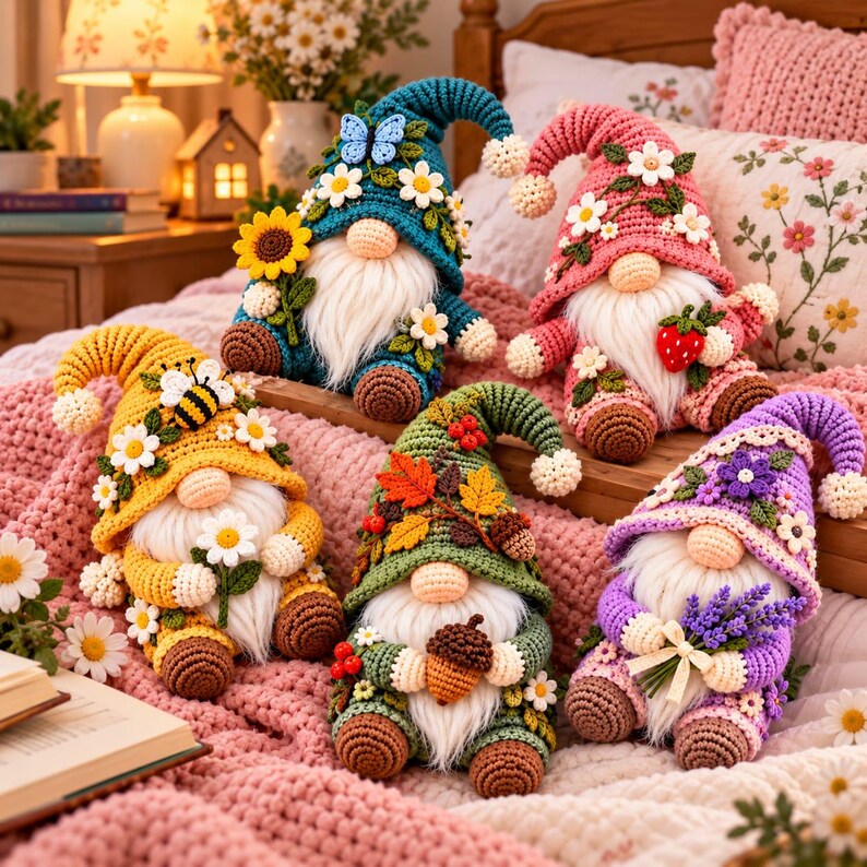 Crochet Gnome Pattern Amigurumi Bundle for Crafters Home Decor Floppy ...
