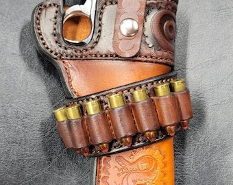Custom Holster For Colt Anaconda finished in Saddle Tan and Dark Brown