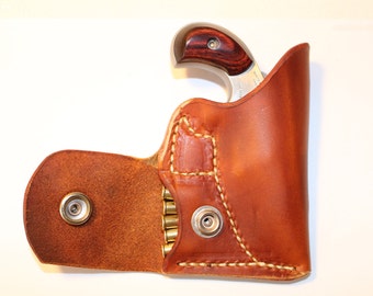Pocket holster with ammo pouch for NAA 22 Short- Tan Leather