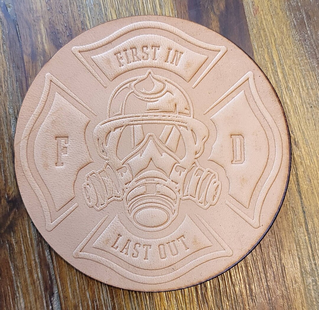 Firefighter Symbol Leather Coasters - Herman Oak Leather - Set of 5 - Etsy