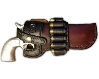 Custom Colt SAA Holster: Mahogany Leather, Cartridge Holder, Personalized